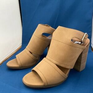 Dolce Vita Sandals Tan Brista Open Toe Block Leather Heel Slingback Women’s Sz…